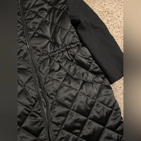 DKNY Women’s NWT Black Long Puffer Coat with baseball collar Size XL - Picture 3 of 6